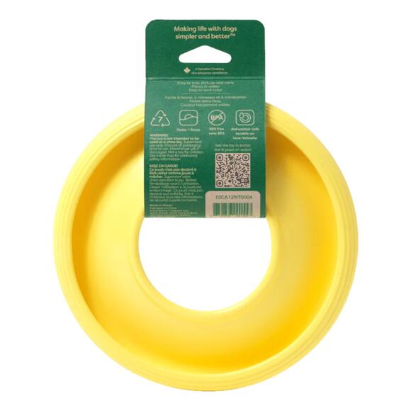 Earth Rated Large Fly Disc Dog Toy Yellow Tough Chew Frisbee Floating Fetch Toss - Picture 2 of 7